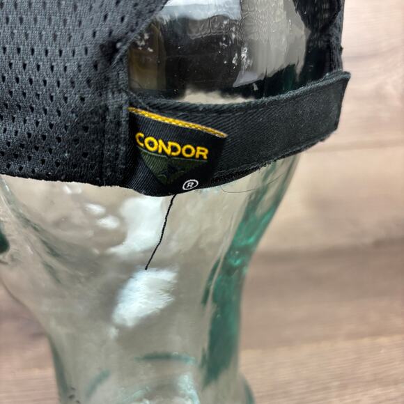 Condor Mesh Tactical Cap - TC-002 Black Adjustable Strapback Baseball Hat - Picture 7 of 11